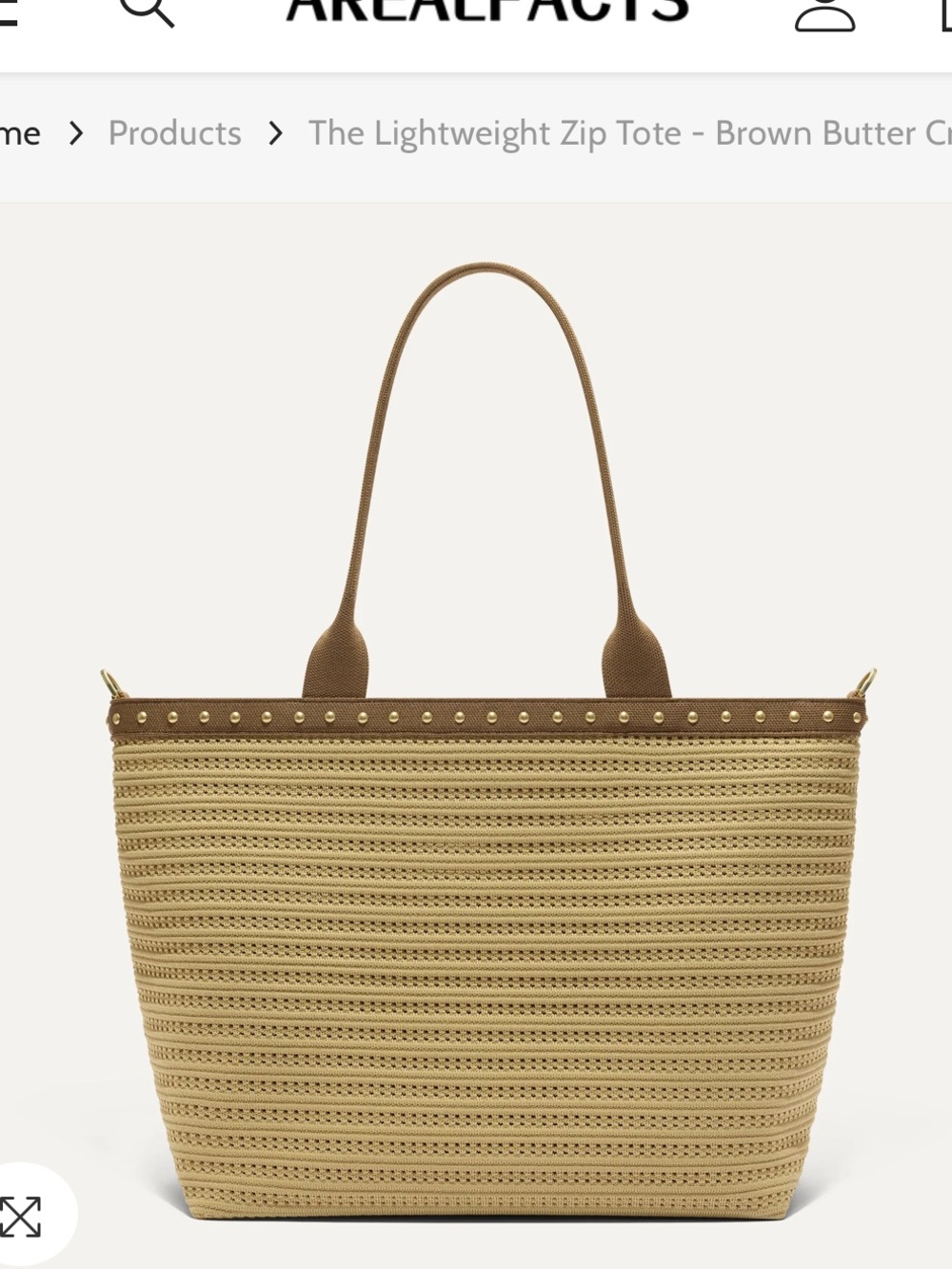 Rothy's brown Butter Crochet the Lightweight zip tote